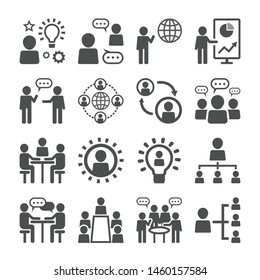 set of business people icons, meeting, team, structure, communication, member, group, idea