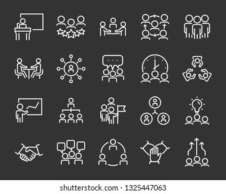 set of business people icons, such as meeting, team, structure, communication, member, group