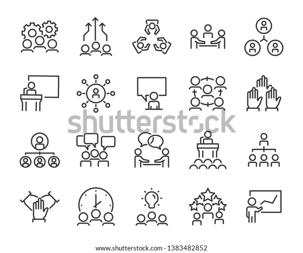 set of business people
icons, such as meeting, team, structure, communication, member,
group