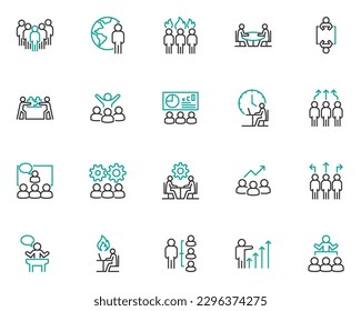 set of business people icons teamwork, meeting