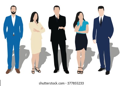 Set Of Business People Illustrations. Men And Women At Work. Teacher, Lawyer, Manager, Salesman, Dealer, Merchant, Model, Secretary, Office Workers. Formal Dress, Clothes