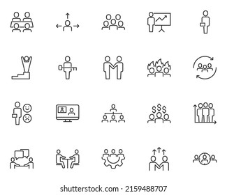 set of business people line icons, people, teamwork, meeting - Shutterstock ID 2159488707