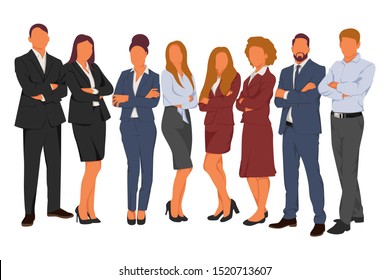 Set of Business people man and woman flat cartoon style. people worker standing and talking pose in office, isolated design on white background, design for employee, career, comunity, web job, staff.