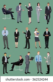 Set of business people, managers, office characters in various poses