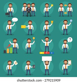 set of business people at office routine hipster style