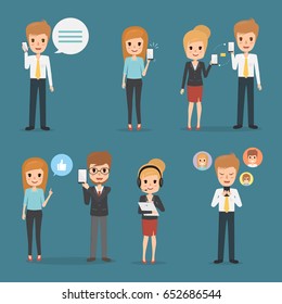Set of business people in office work. Illustration vector of man and woman.