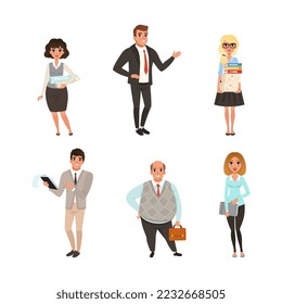 Grupo de gente de negocios. Trabajadores de oficina, empleados en ilustraciones vectoriales de uso formal