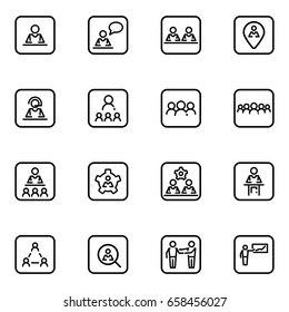 Set of business people outline vector icons.