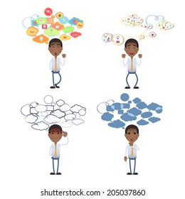 set of business people over white background