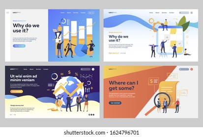 Set of business people planning company strategy. Flat vector illustrations of financial managers analyzing statistics. Planning, analytics concept for banner, website design or landing web page