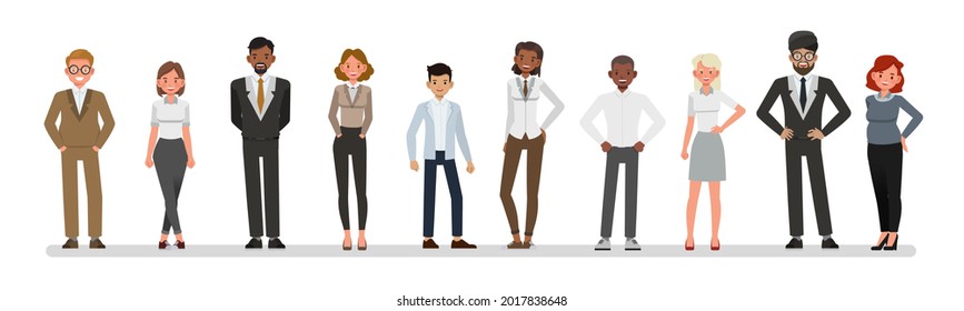 Set of business people portrait character vector design. Presentation in various action with different emotions.