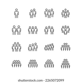 Set of business people related icons, team, person, pictogram, silhouette and linear variety vectors.
