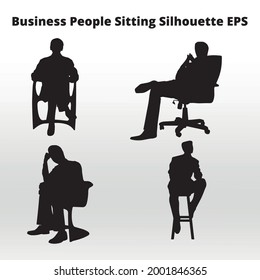 set Business People Silhouette, man sitting silhouettes, line  isolated or logo isolated sign symbol vector,outline and stroke style Collection of high quality black style vector illustration