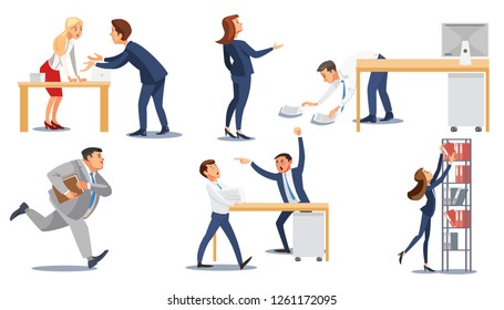 Practicing Yoga Workplace Flat Vector Concept Stock Vector (Royalty ...