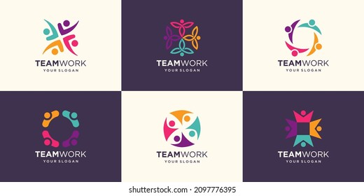 Set of Business People Together. Vector Illustration Logo