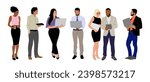 Set of Business people using gadgets vector.
