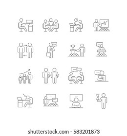 Set of  Business People Vector Line Icons.Contains Icon as Meeting, Team, Business,Workplace,Management  and Human Resource With  Line Icon can be use for App and Web