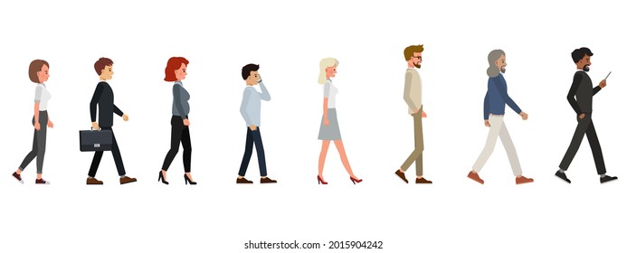 Set of Business people walking character vector design.