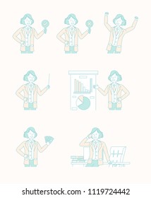 Set of business people working character vector design.