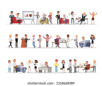 Set of business people working in office character vector design no9 Set of business people working in office character vector design no9