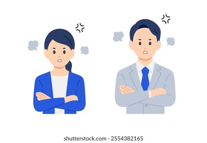 Set of business person in angry poses【vector／illustration／person】