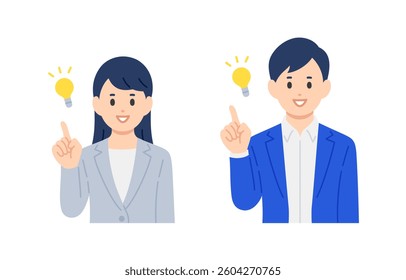 Set of business person in inspirational poses【Vector／Illustration／Person】