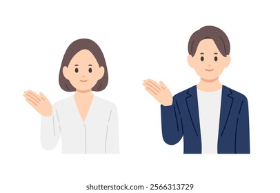 Set of business person posing for guidance【Vector／Illustration／Person】