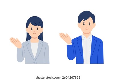 Set of business person posing for guidance【Vector／Illustration／Person】