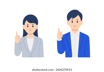 Set of business person posing for Good【Vector／Illustration／Person】