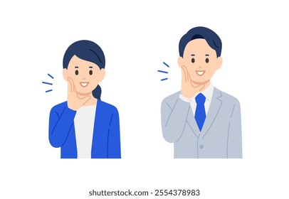 Set of business person posing for a calling out【vector／illustration／person】