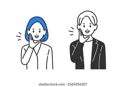 Set of business person posing for a calling out【vector／illustration／person】