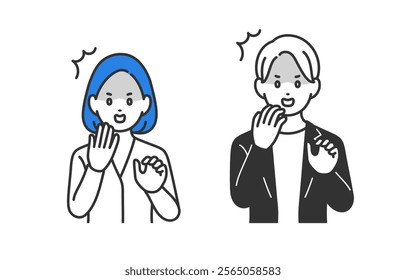 Set of business person in surprised and shocked poses【Vector／Illustration／Person】