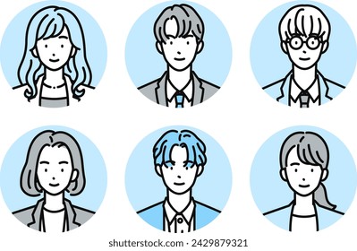 Set of business person's face icons (multiple people)