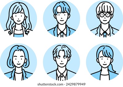 Set of business person's face icons (multiple people)