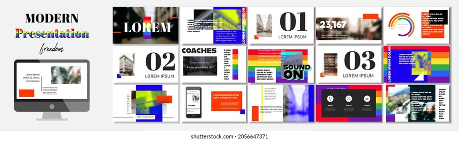 Set of business plan lgbt presentation template. Social media pack. Easy use in modern blog posts or Editable simple info banner, trendy book. For app, digital display style. Bright web flyer work. a4