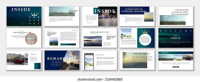 Set of business plan presentation template. Social media pack. Easy use in modern blog posts, Editable simple info banner, trendy book. For app, digital display style. Bright web A4 flyer work WEBINAR