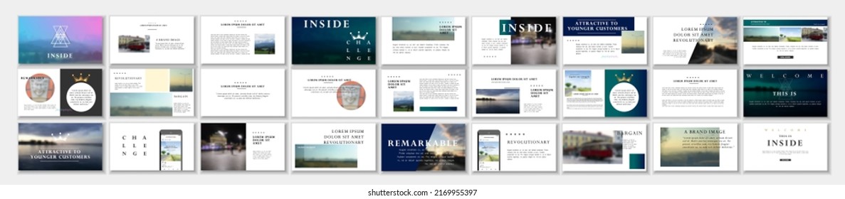 Set of business plan presentation template. Social media pack. Easy use in modern blog posts, Editable simple info banner, trendy book. For app, digital display style. Bright web A4 flyer work WEBINAR