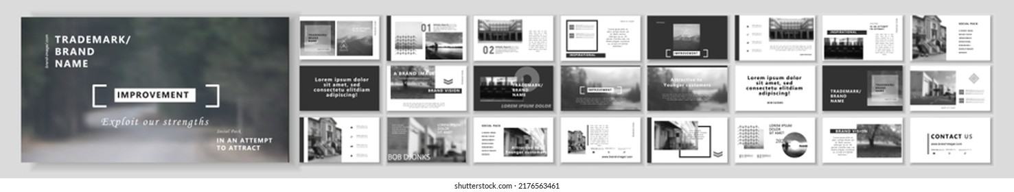 Set of business plan presentation template. Social media pack. Easy use in modern blog posts, Editable simple info banner, trendy book. For app, digital display style. Bright web A4 flyer work WEBINAR