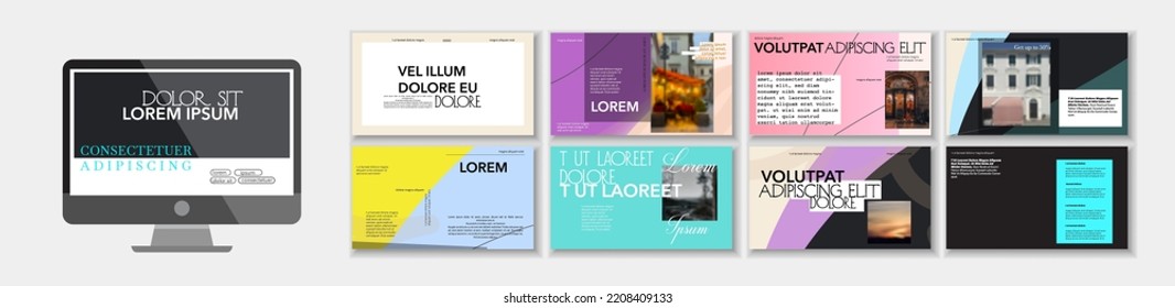 Set of business plan presentation template. Social media pack. Easy use in modern blog posts or Editable simple info banner, trendy book. For app, digital display style. Bright web flyer work. a4. ppt