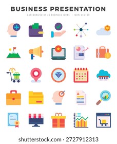 Set of Business Presentation icons in Flat style. High quality Flat Icons symbol collection.