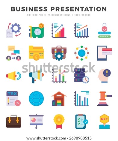 Set of Business Presentation icons in Flat style. High quality Flat Icons symbol collection.