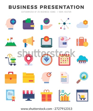 Set of Business Presentation icons in Flat style. High quality Flat Icons symbol collection.
