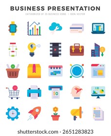 Set of Business Presentation Icons. Simple line art style icons pack.for website and mobile site and apps.