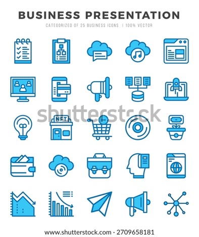 Set of Business Presentation Icons. Simple line art style icons pack.