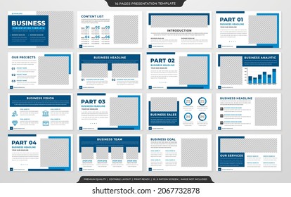 set of business presentation layout template with minimalist and modern layout use for business annual report and portfolio