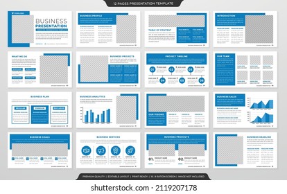 set of business presentation with minimalist and clean style use for business infographic and company profile