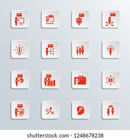 Set of Business Presentation Related Vector Icons. Contains such Icons as Presenter, Teacher, Audience. Training icon. 