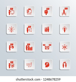 Set of Business Presentation Related Vector Icons. Contains such Icons as Presenter, Teacher, Audience. Training icon. 