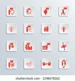 Set of Business Presentation Related Vector Icons. Contains such Icons as Presenter, Teacher, Audience. Training icon. 