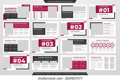 set of business presentation simple style with clean and simple layout use for business annual report